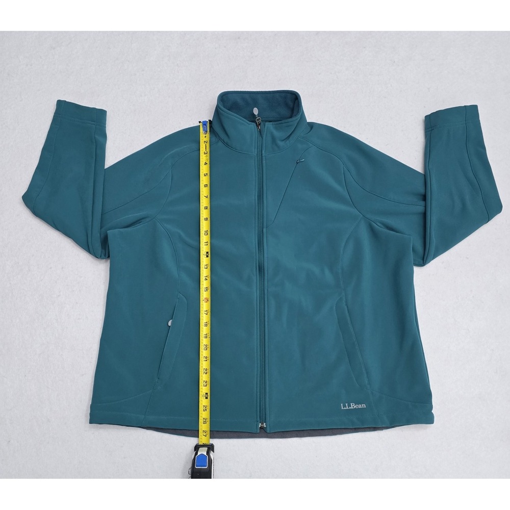 LL Bean Womens 2X Softshell Jacket Teal Blue Fleece Lined Full Zip 258215 - Picture 9 of 16